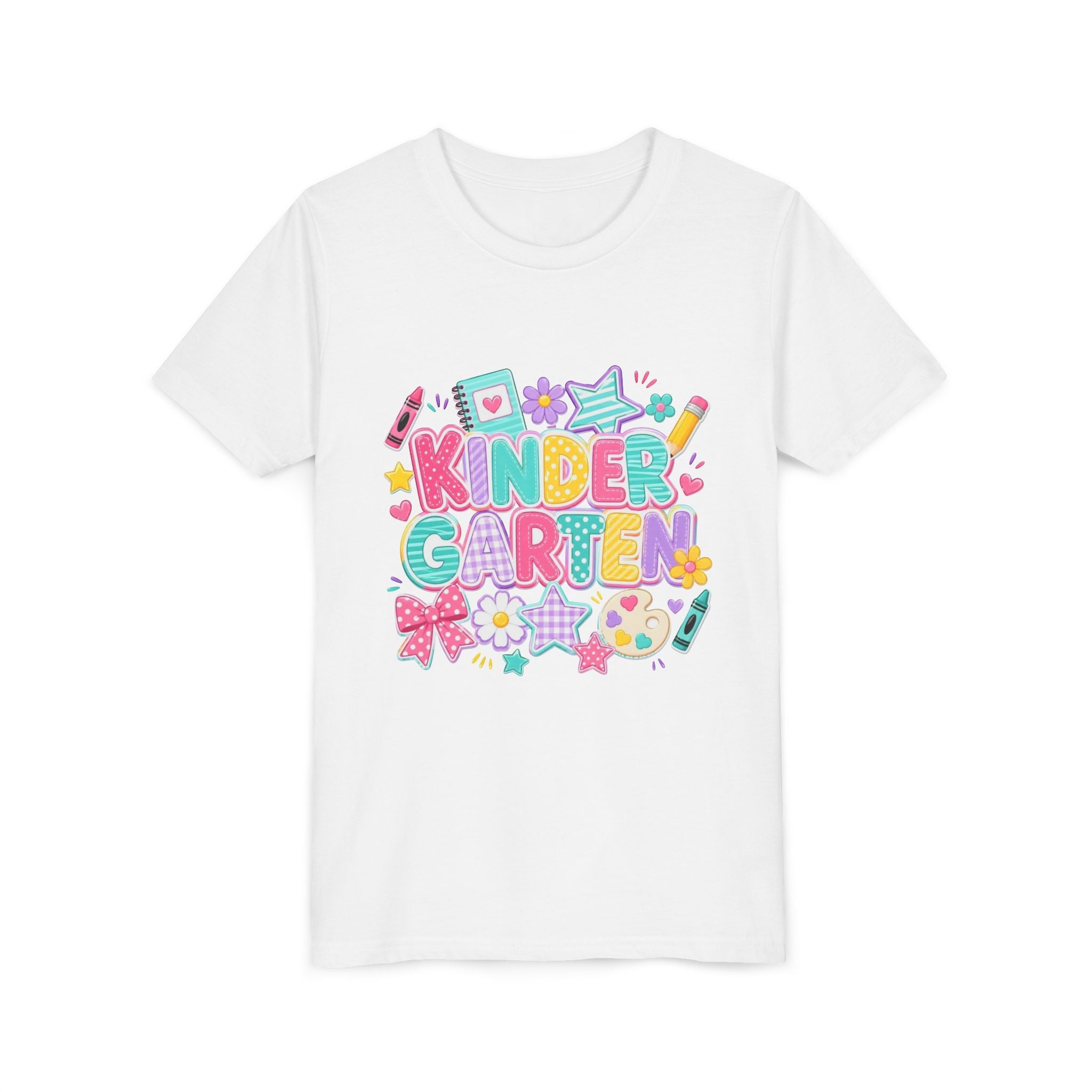 🌈 Kindergarten Cutie – Colorful Back-to-School Graphic Tee