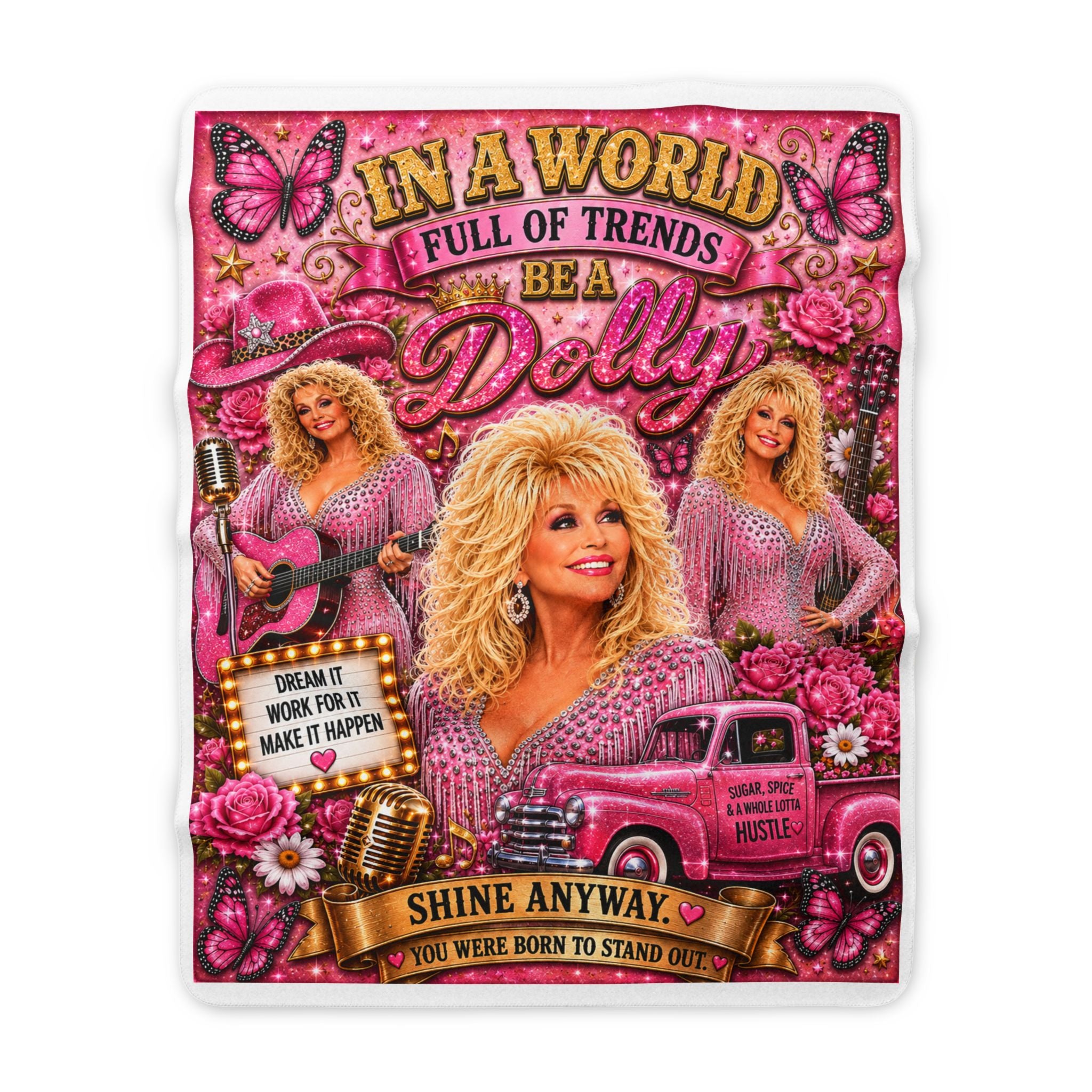 Pink Country Glam Sherpa Blanket – 60” × 80”