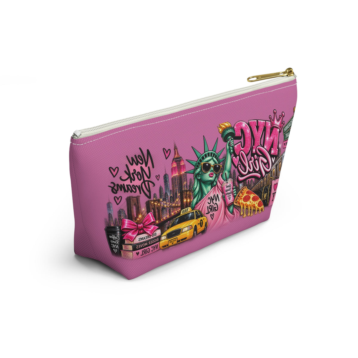 NYC Girl Glam Makeup Bag – Pink New York Accessory Pouch 💕🗽✨
