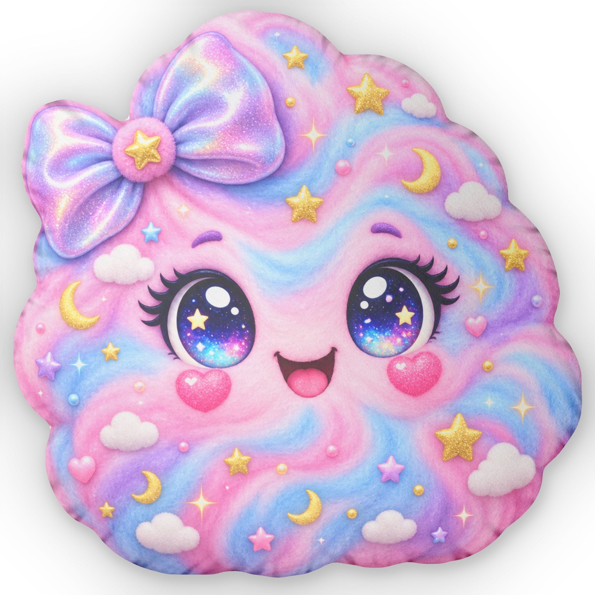 Cosmic Cotton Candy Bestie – Custom-Shaped Pillow