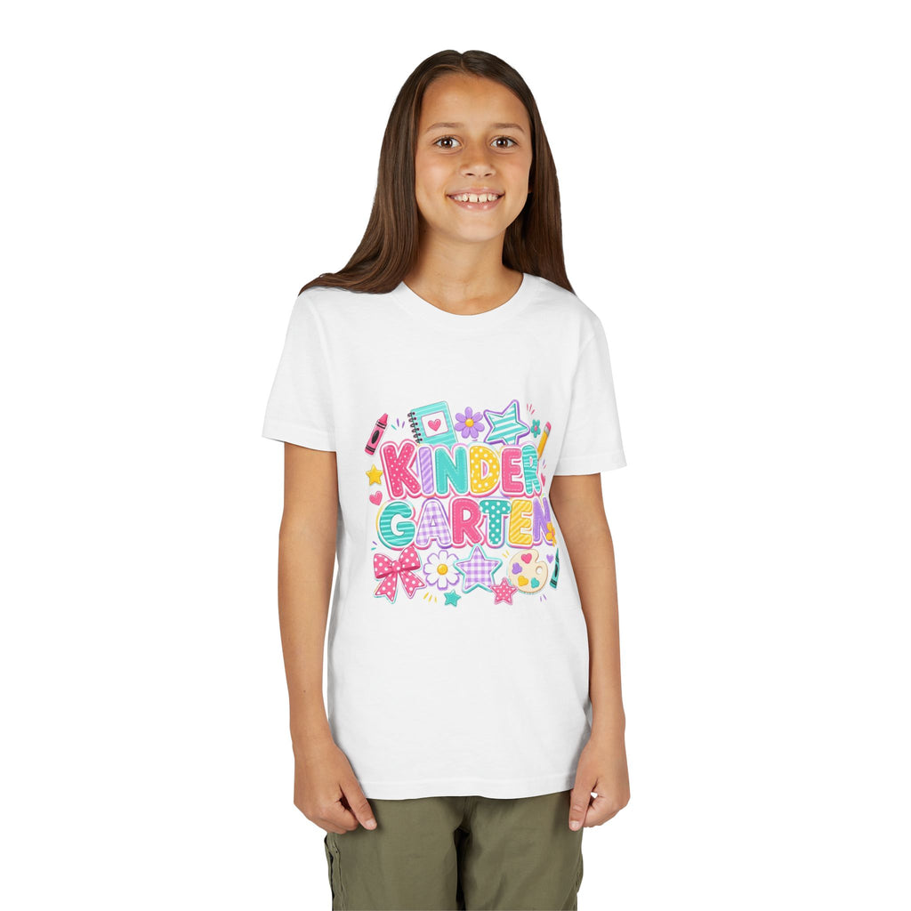 🌈 Kindergarten Cutie – Colorful Back-to-School Graphic Tee