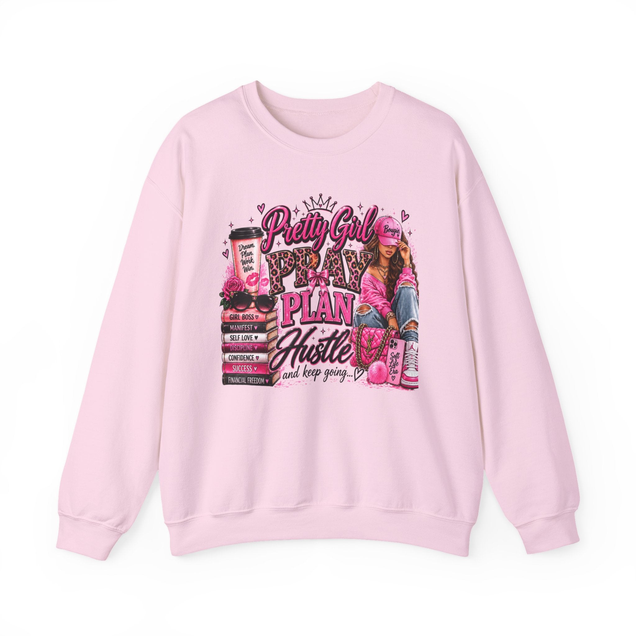 Pretty Girl Pray, Plan & Hustle Cozy Crewneck Sweatshirt 💕
