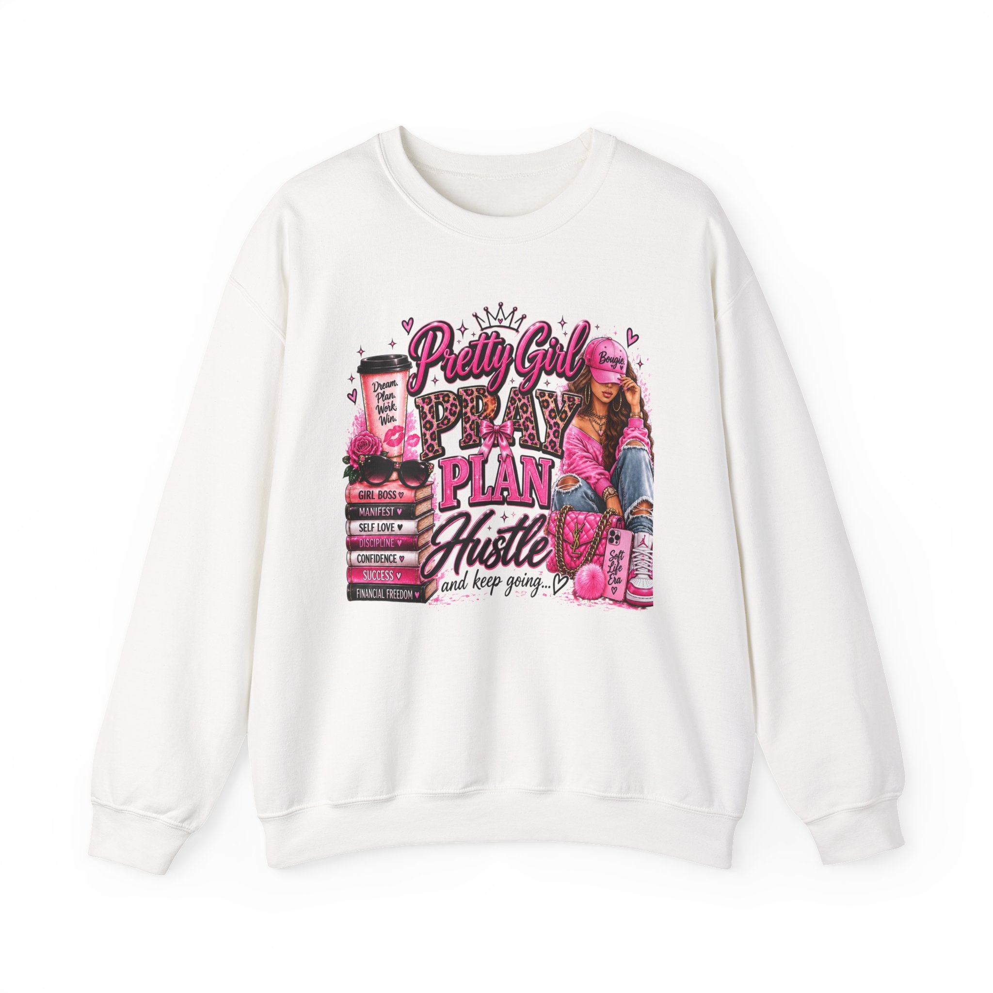 Pretty Girl Pray, Plan & Hustle Cozy Crewneck Sweatshirt 💕