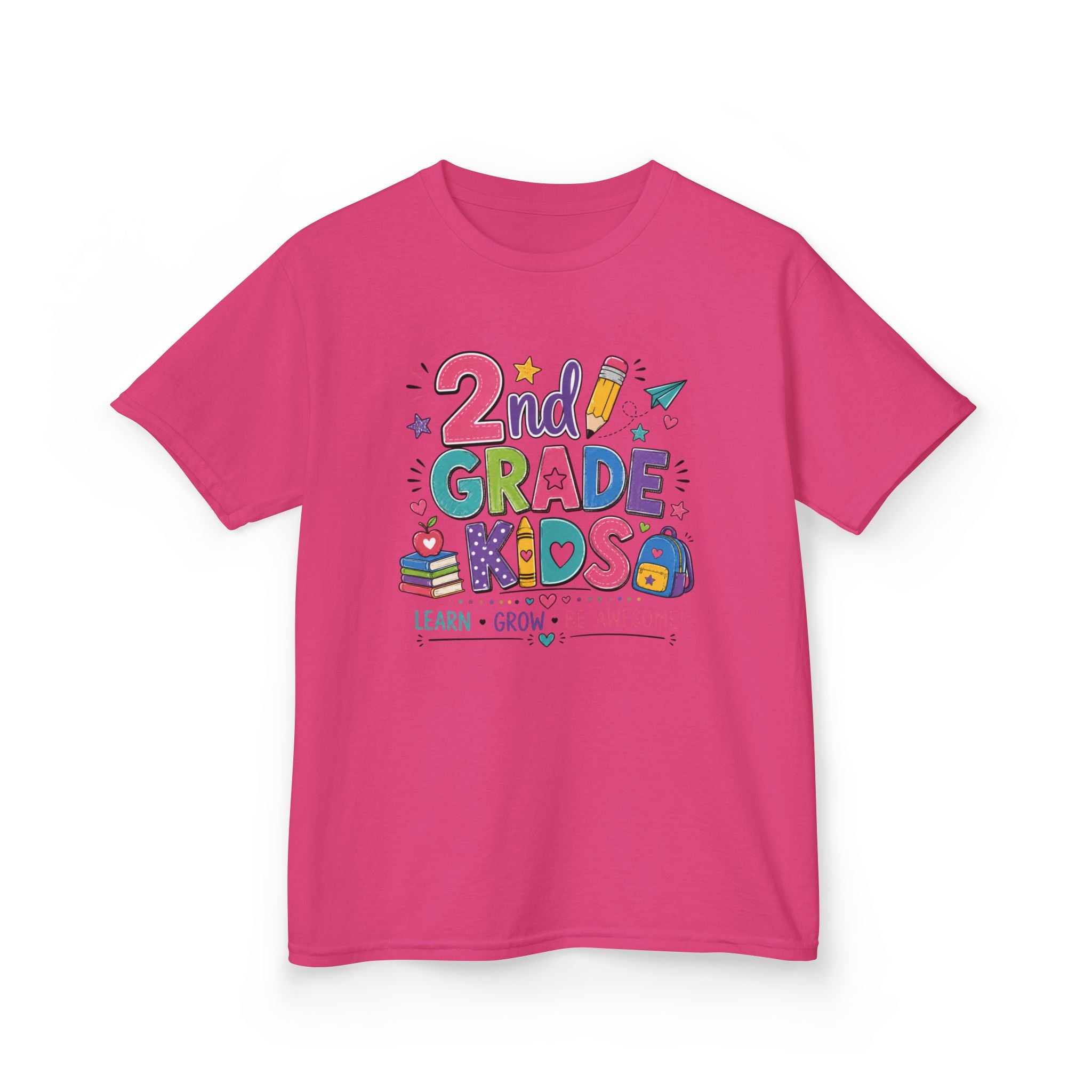 2nd Grade Kids – Learn, Grow & Be Awesome Tee