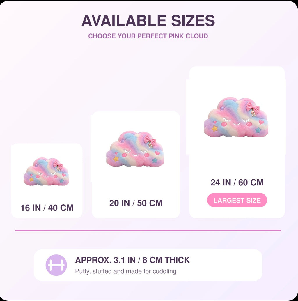 Pink Cloud Plush Pillow | Cute 3D Shape Pillow for Kids Room, Nursery & Cozy Decor