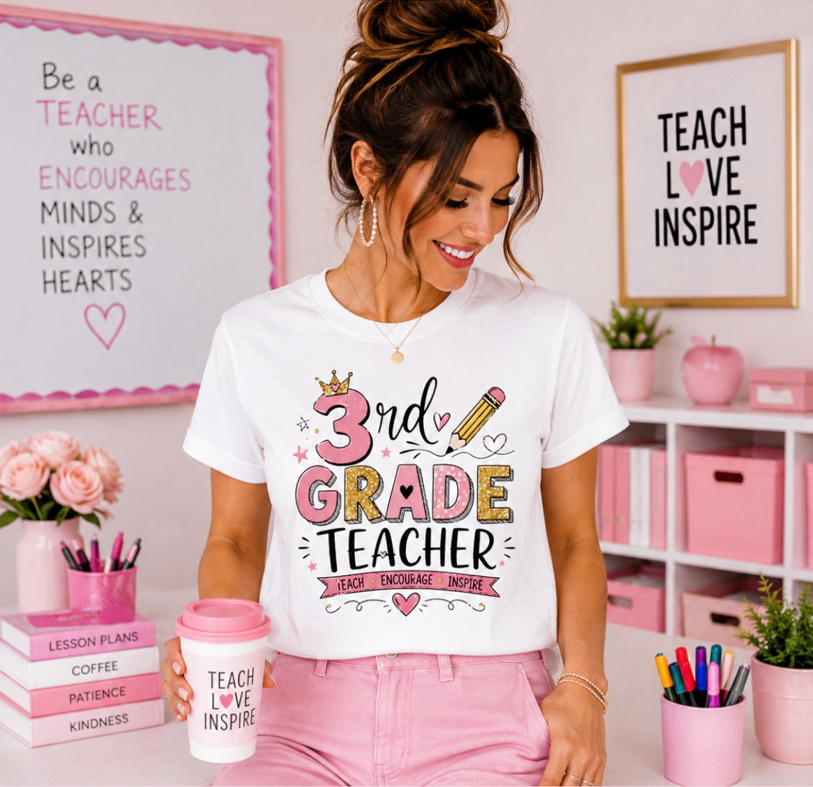 3rd Grade Teacher Tee – Teach • Encourage • Inspire