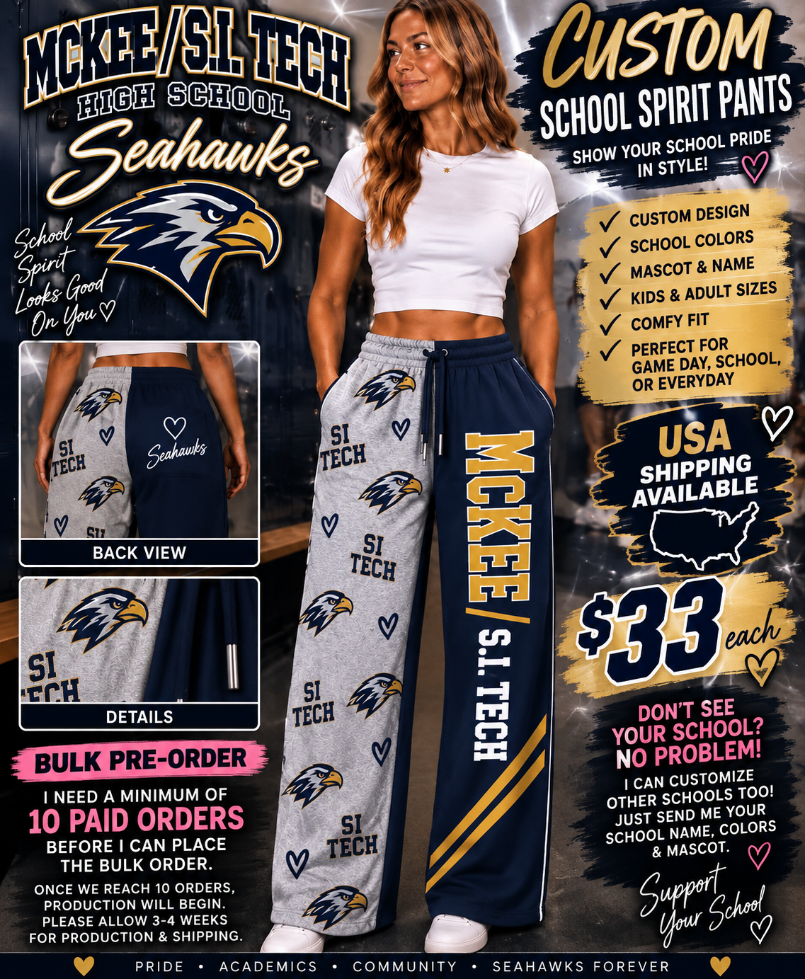 Custom School Spirit Pants – Personalized Pre-Order