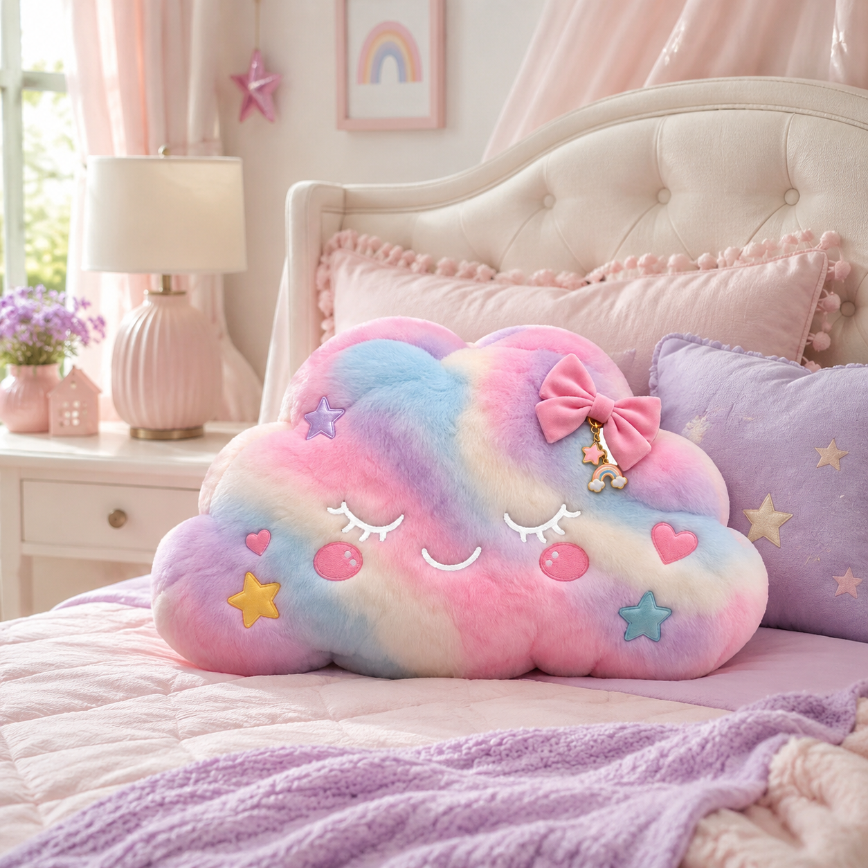 Pink Cloud Plush Pillow | Cute 3D Shape Pillow for Kids Room, Nursery & Cozy Decor