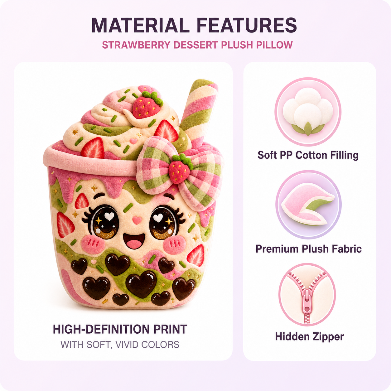 Strawberry Matcha Boba Bestie 3D Shaped Plush Pillow