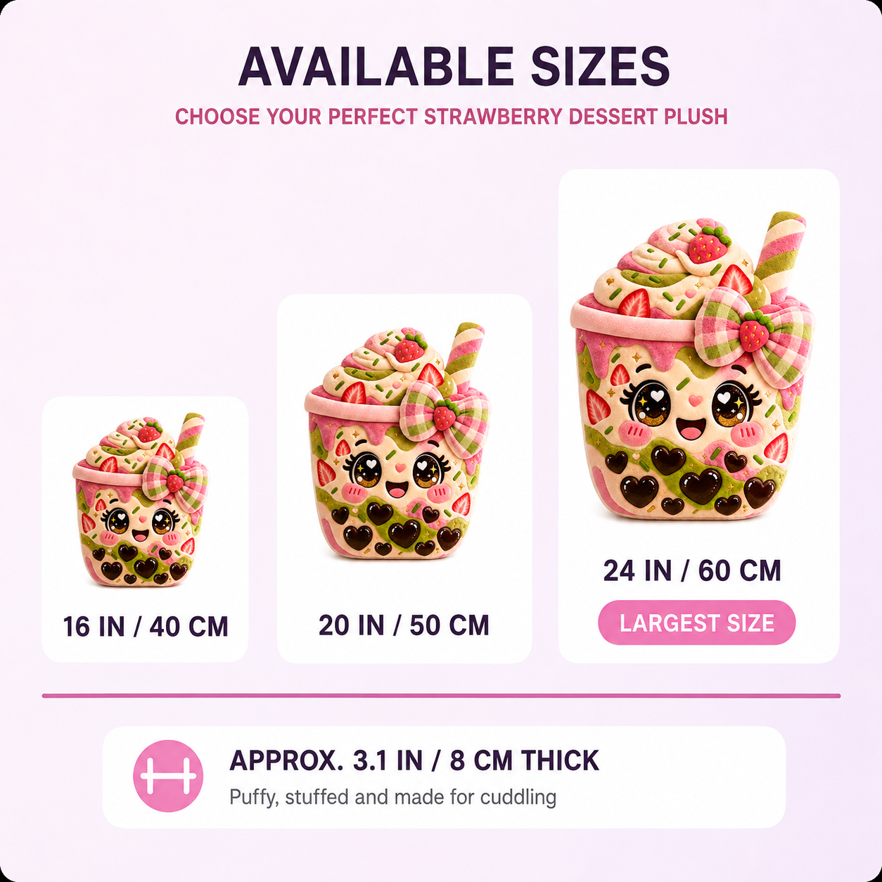 Strawberry Matcha Boba Bestie 3D Shaped Plush Pillow