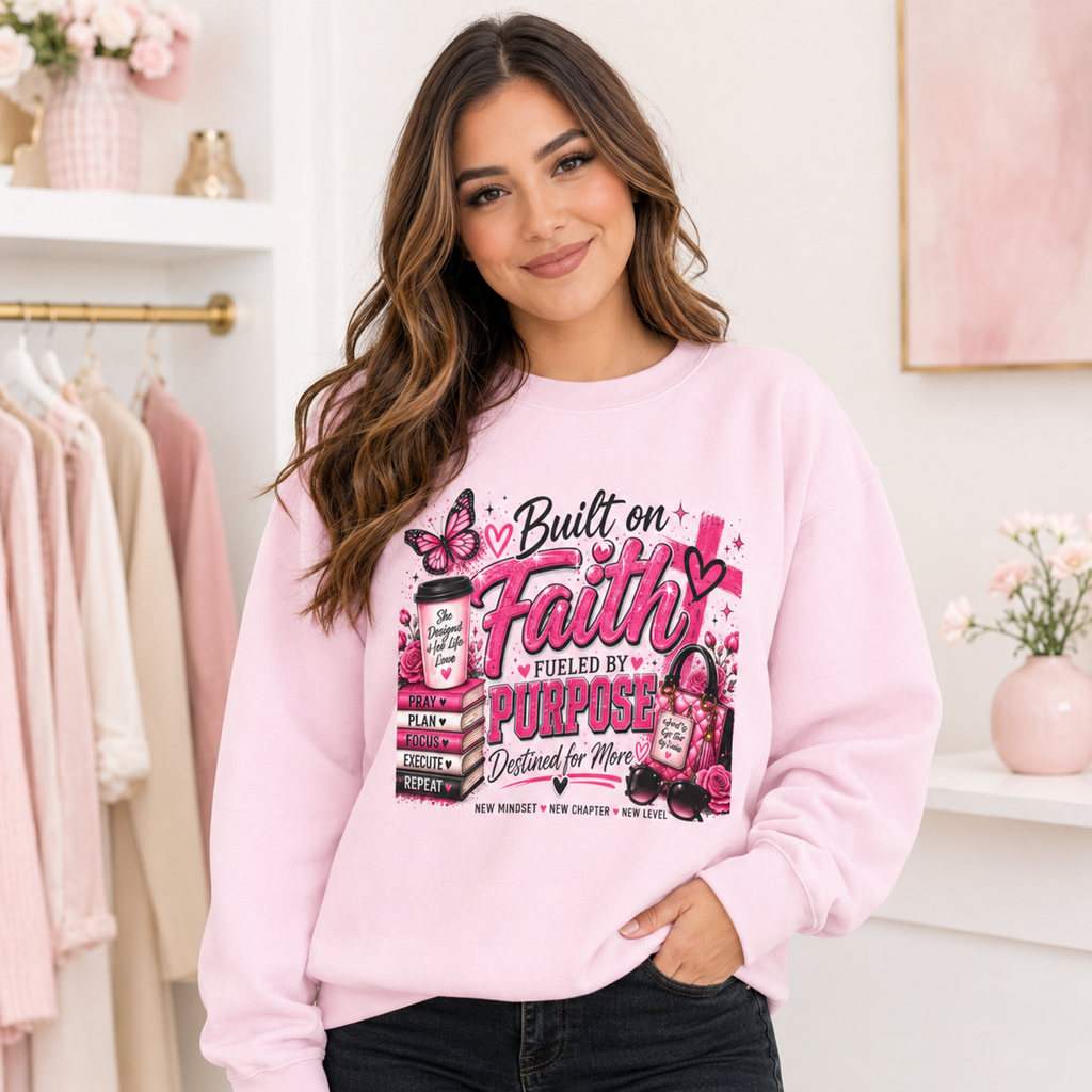 Built on Faith, Fueled by Purpose Cozy Crewneck Sweatshirt 💕