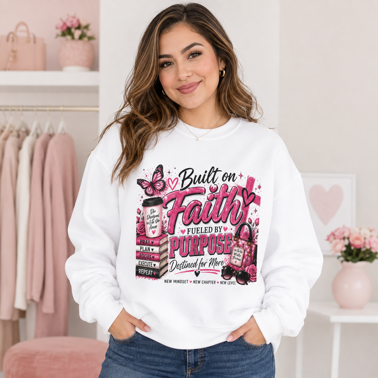 Built on Faith, Fueled by Purpose Cozy Crewneck Sweatshirt 💕