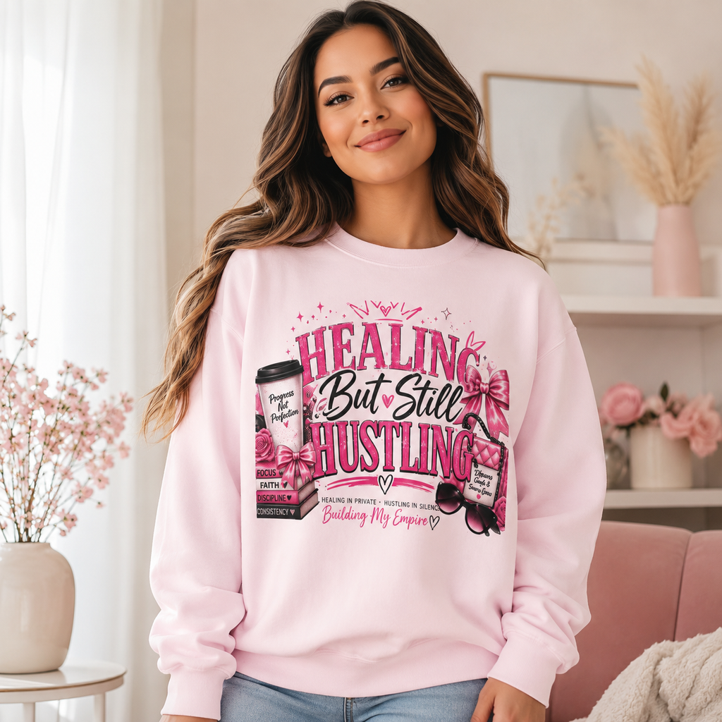 Healing but Still Hustling Cozy Crewneck Sweatshirt 💕