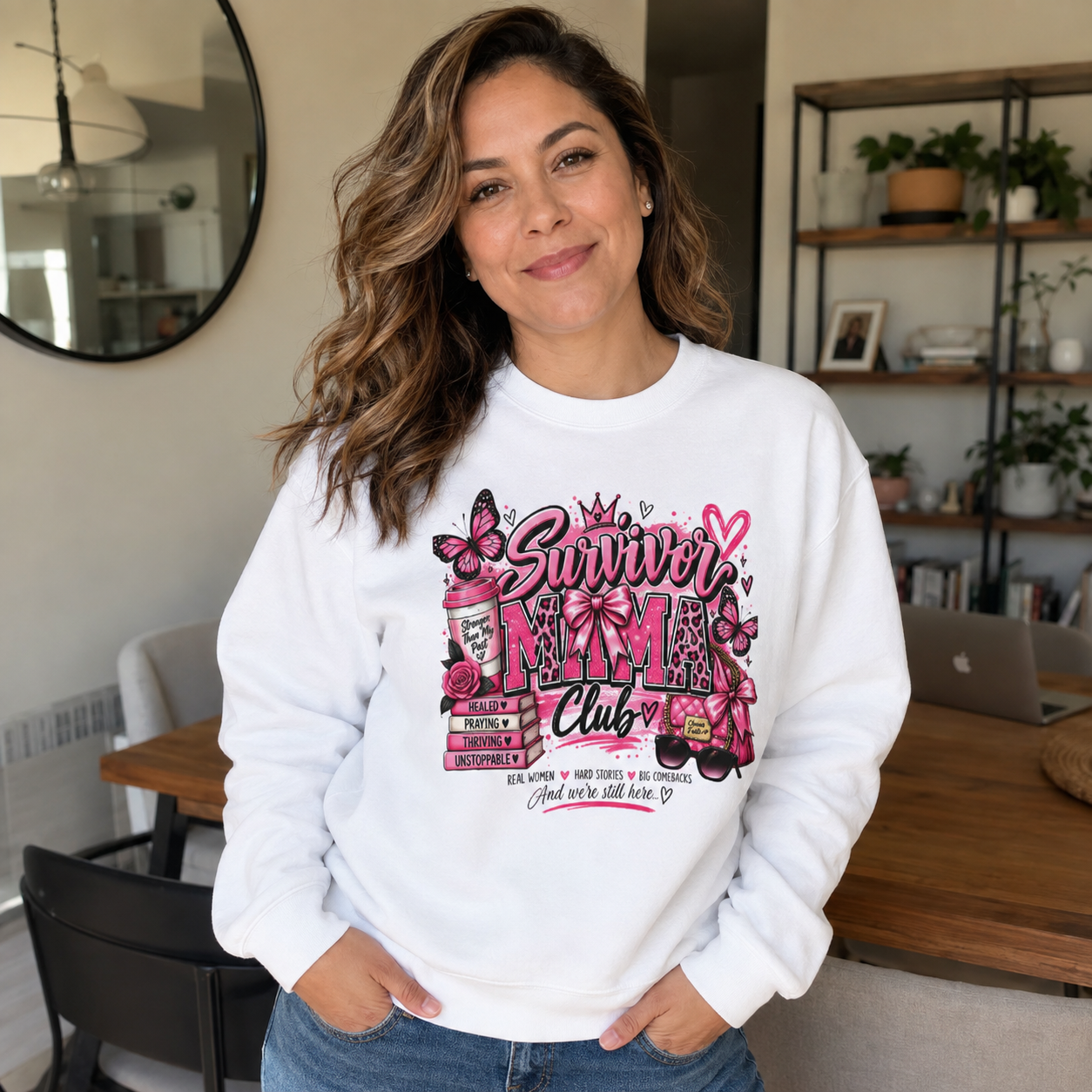 Survivor Mama Club Cozy Crewneck Sweatshirt