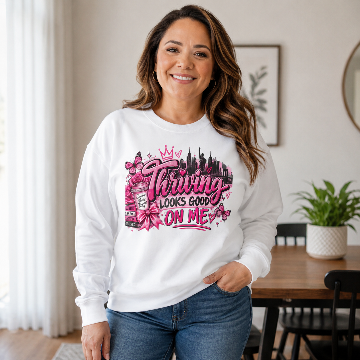 Thriving Looks Good On Me Crewneck Sweatshirt