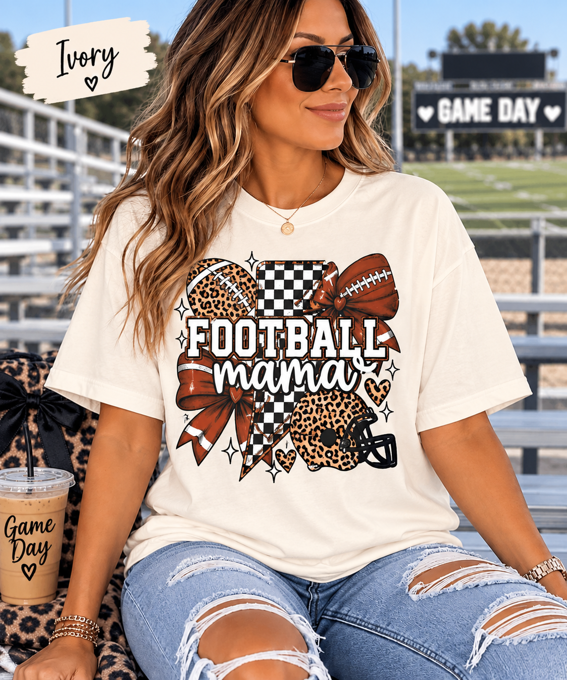 Leopard Football Mama Game Day Tee
