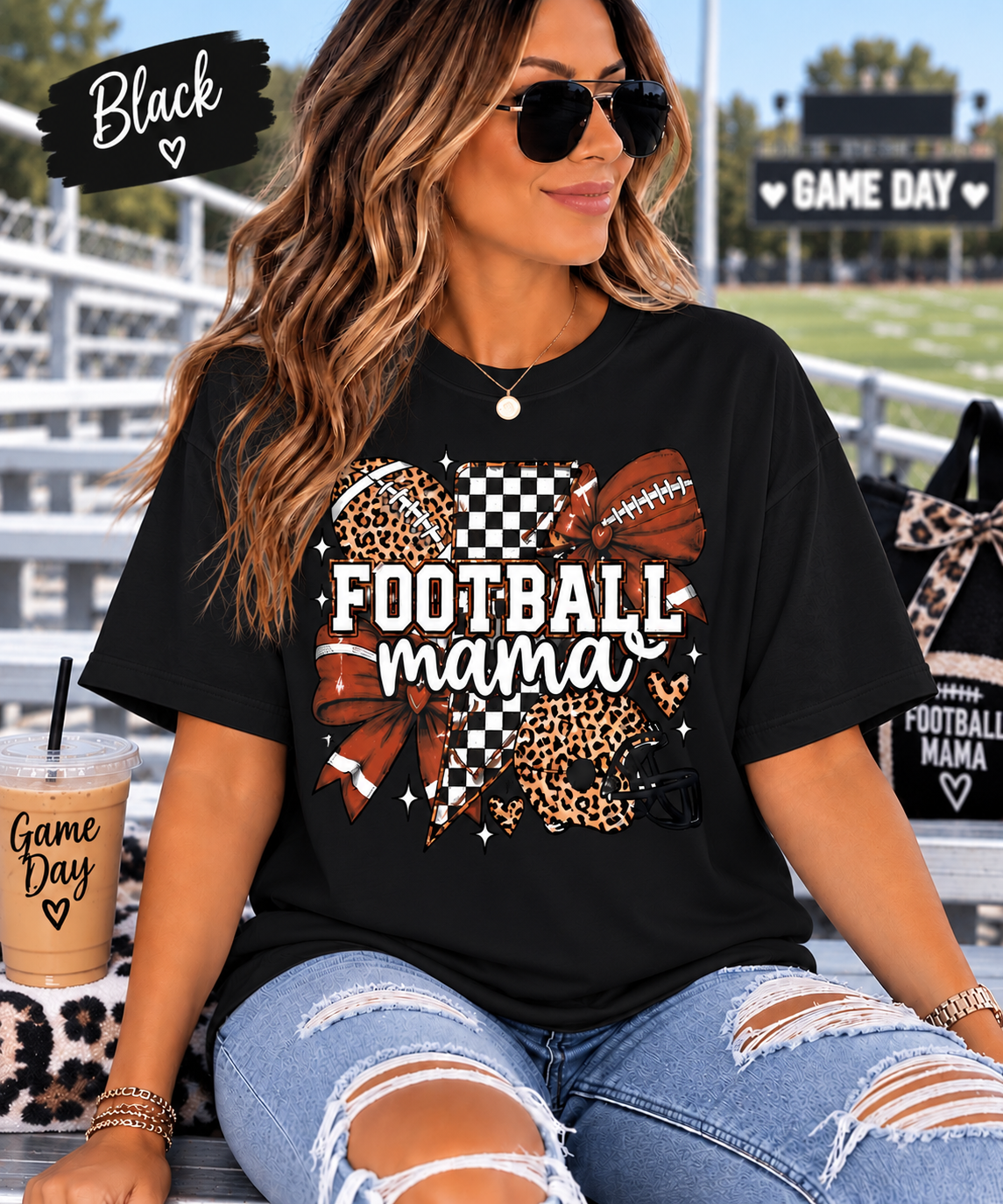 Leopard Football Mama Game Day Tee