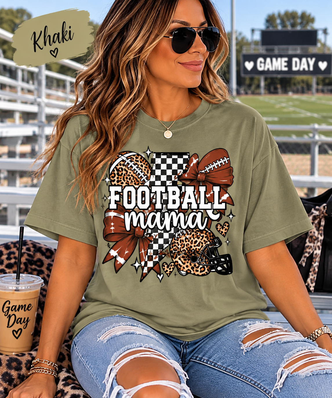 Leopard Football Mama Game Day Tee