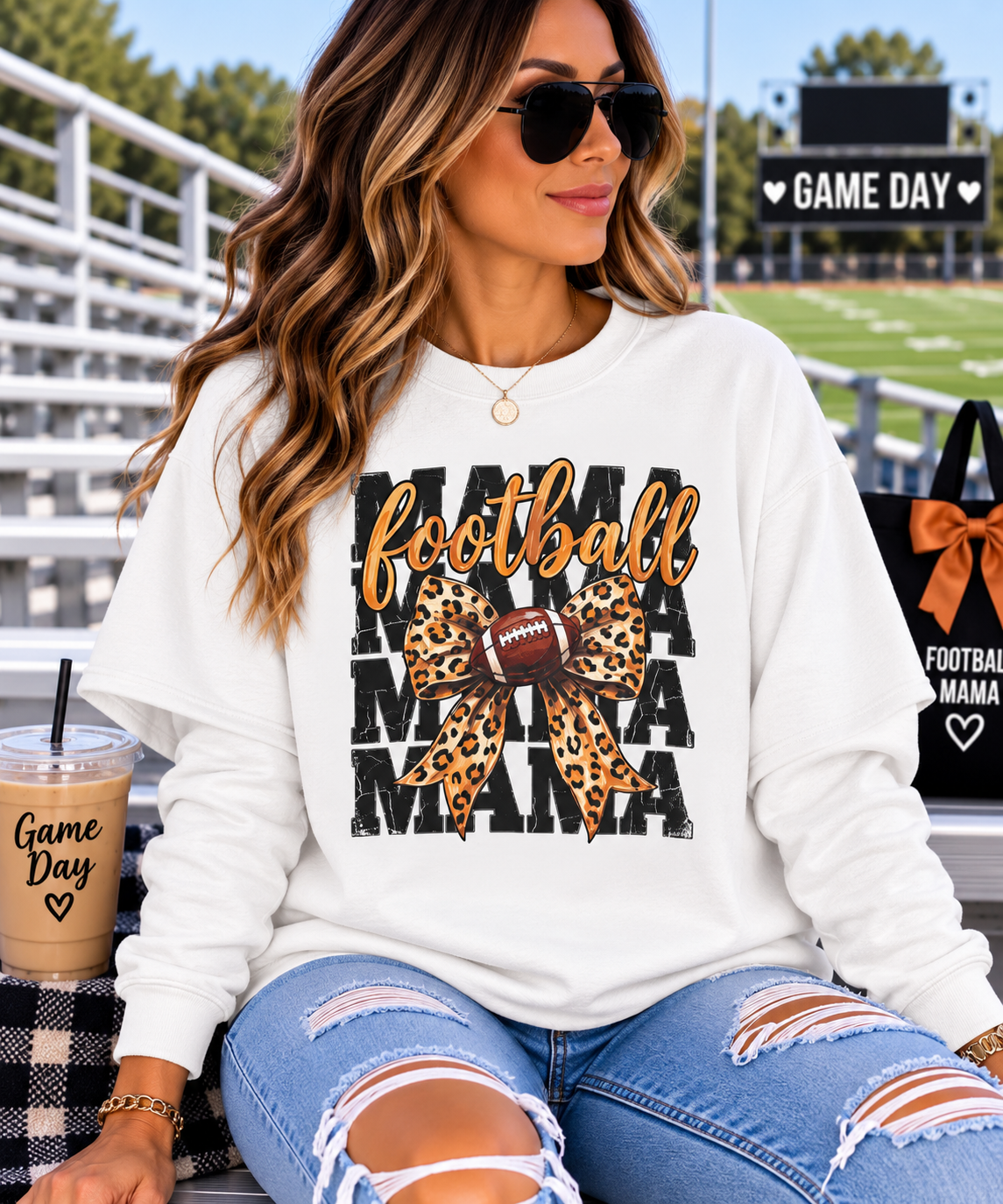 Football Mama Bow Game Day sweater