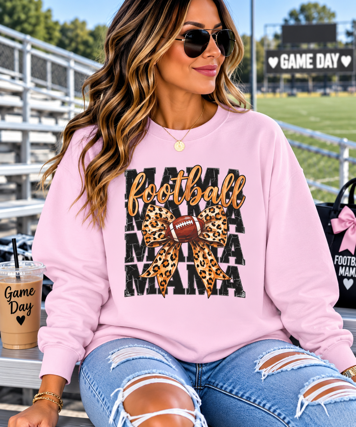Football Mama Bow Game Day sweater