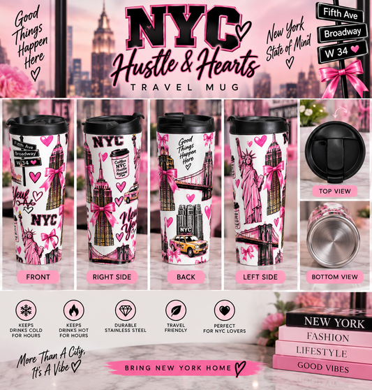 NYC hustle  hearts Travel Mug
