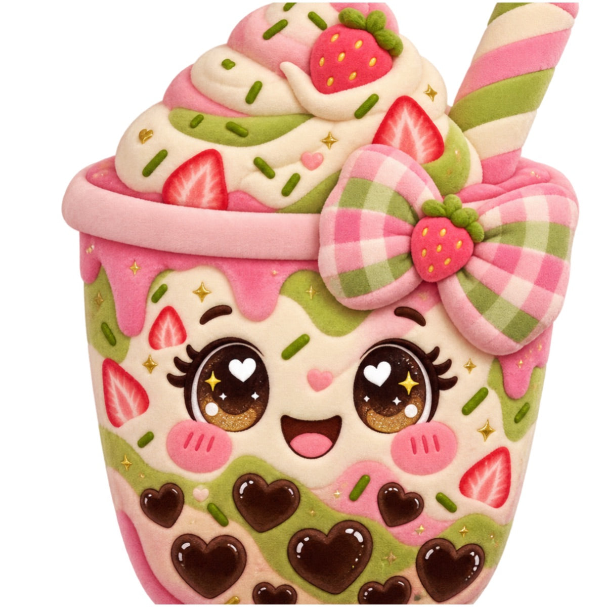 Strawberry Matcha Boba Bestie 3D Shaped Plush Pillow
